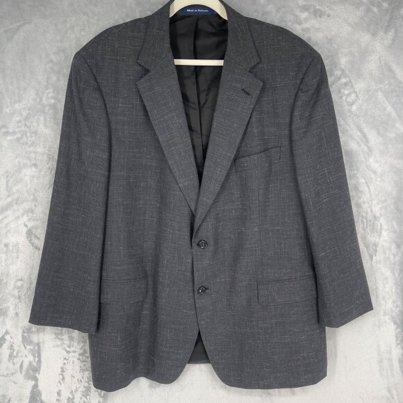 Alan Flusser Sport Coat Mens 46R Gray Wool Linen Silk Bermuda Breeze Two Button